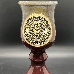1999 Arizona Renaissance festival goblet - ceramic glaze pottery‎